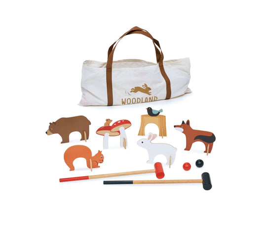 Juego de croquet con animales del bosque